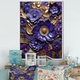 thumbnail image 1 of Designart "Royalty Floral Indian Tiles from Rajasthan II" Floral Framed Wall Art - Modern Gold Abstract Floral Entryway Framed Wall Art, 1 of 6