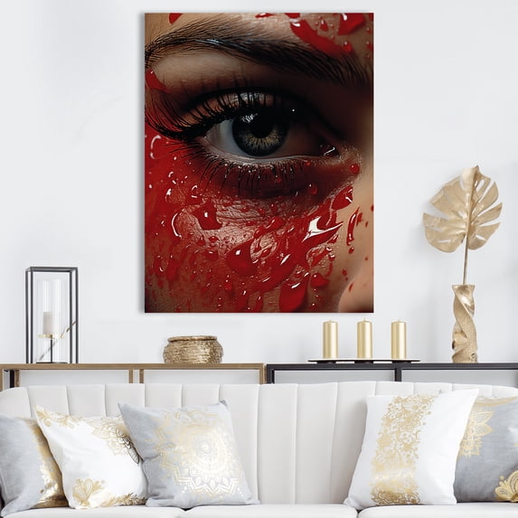 Designart "Ruby Reflections In A Woman'S Portrait" Fashion Woman Wall Decor