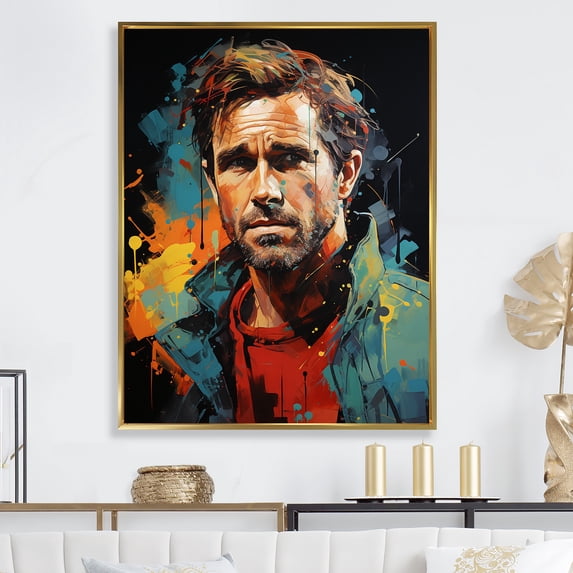 Designart "Ruby Reynolds In Portrait" Pop Art Floater Framed Canvas Art Print