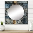 thumbnail image 1 of Designart "Rugged Concrete Illusion Art" 0 Grey Large Square Mirror - Square Bedroom Mirror Printed Wall Decor - Modern Square Printed Wall Mirror Art, 1 of 5