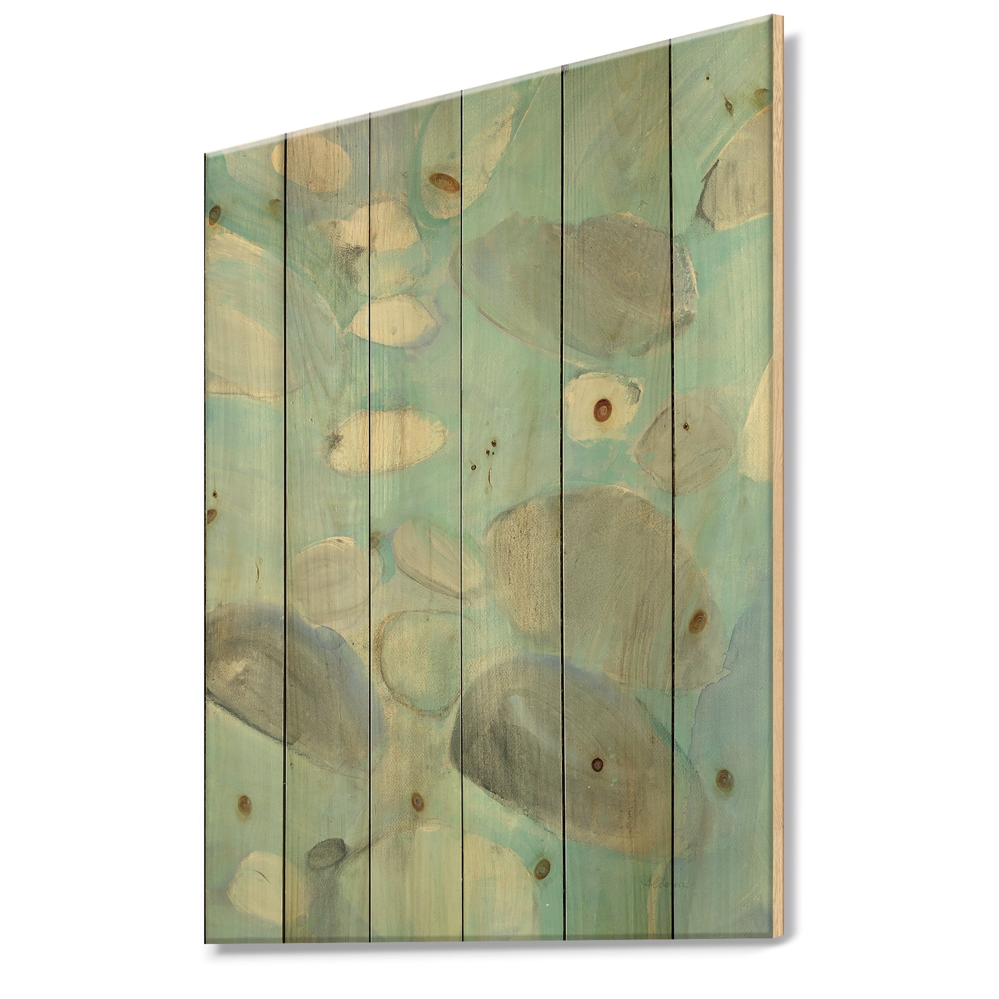 Designart 'Running Water II' Traditional Print on Natural Pine Wood