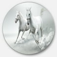 thumbnail image 1 of Designart 'Running White Horses' Ultra Glossy Animal Oversized Metal Circle Wall Art, 1 of 5