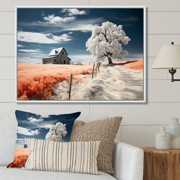 Designart "Rural Barn Reverie I" Farmhouse Floater Framed Wall Art Print