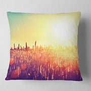 Designart Rural Fields under Shining Sun - Landscape Printed Throw Pillow - 16x16