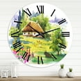 thumbnail image 1 of Designart 'Rural House In Blossoming Greenlands' Traditional Wall Clock, 1 of 5