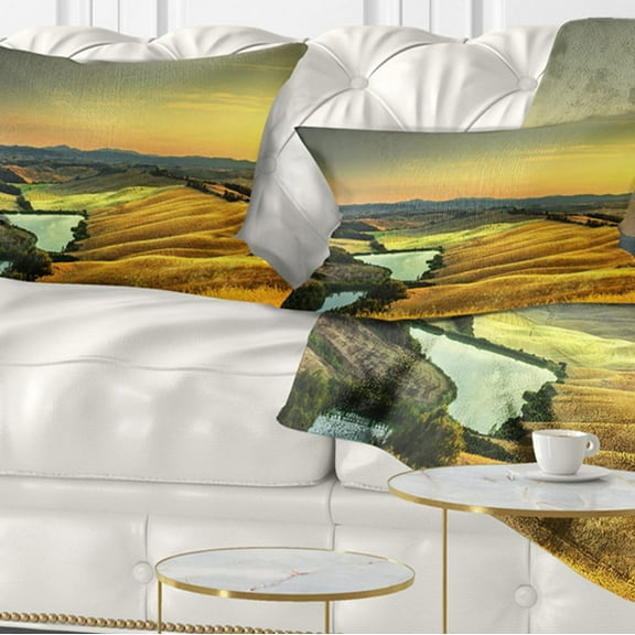 Designart Rural Landscape Italy Panorama - Landscape Wall Throw Pillow - 12x20