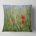thumbnail image 1 of Designart Rural Landscape with Red Poppies - Landscape Printed Throw Pillow - 18x18, 1 of 4