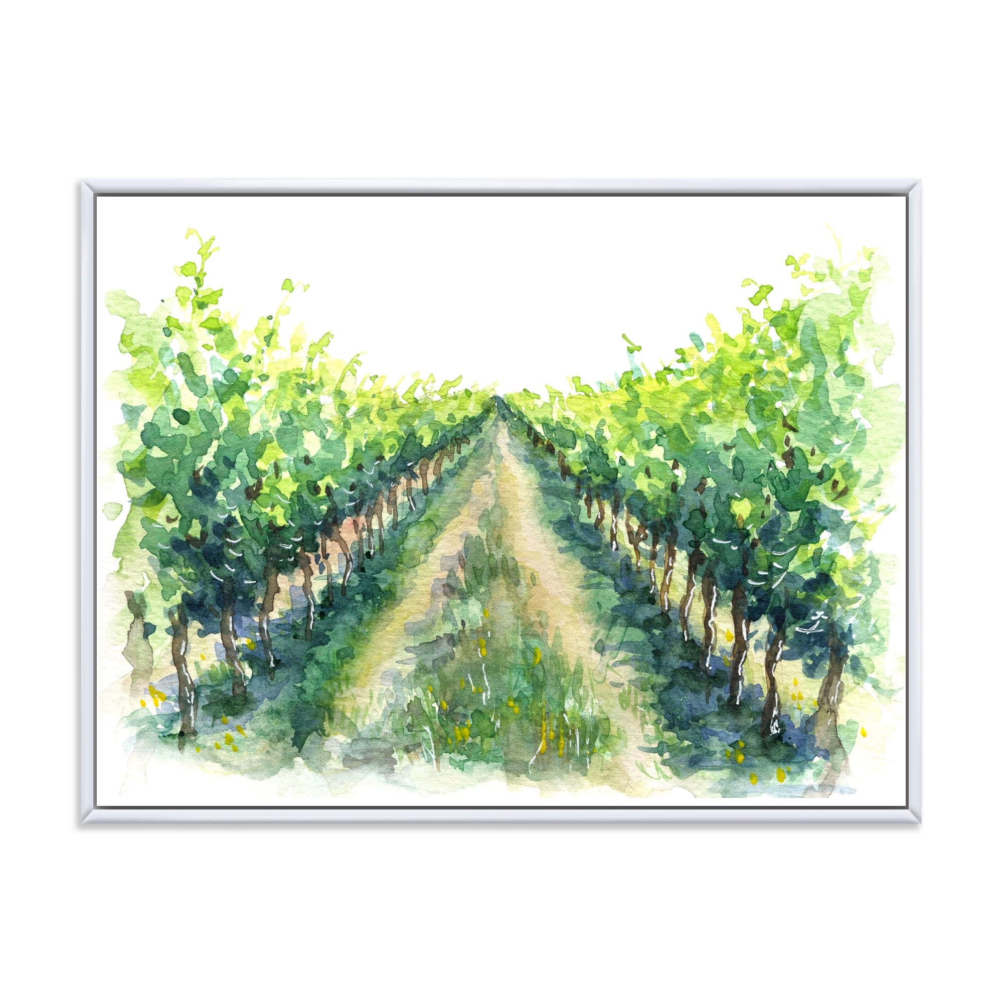 Designart 'Rural Scene Vineyard Path' Traditional Framed Canvas Wall Art Print