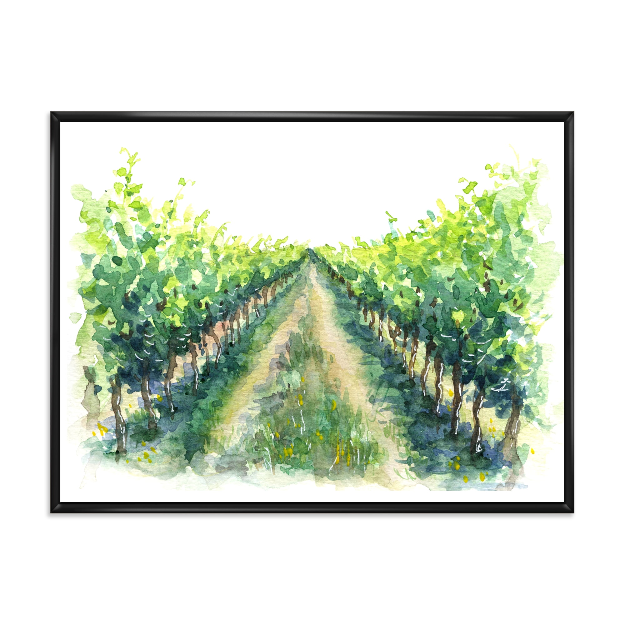 Designart 'Rural Scene Vineyard Path' Traditional Framed Canvas Wall Art Print