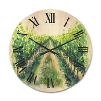 Designart 'Rural Scene Vineyard Path' Traditional Wood Wall Clock