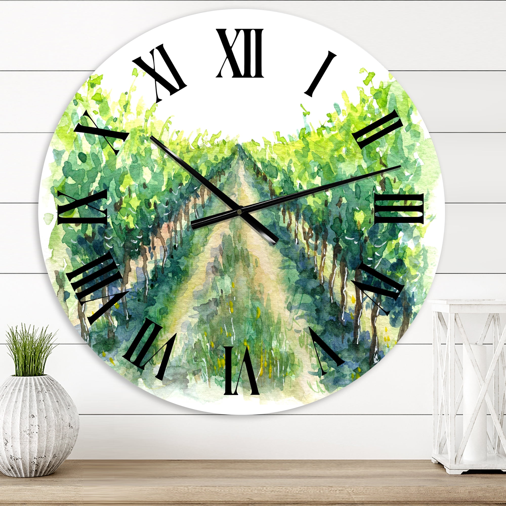 Designart 'Rural Scene Vineyard Road' Traditional Wall Clock