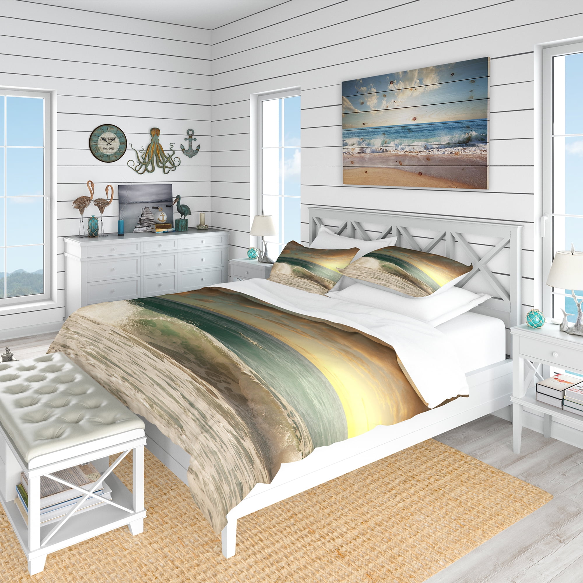 Designart 'Rushing Waves Under Heavy Clouds' Beach Duvet Cover Set