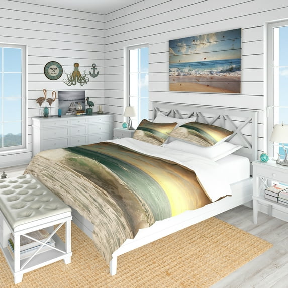 Designart 'Rushing Waves Under Heavy Clouds' Beach Duvet Cover Set