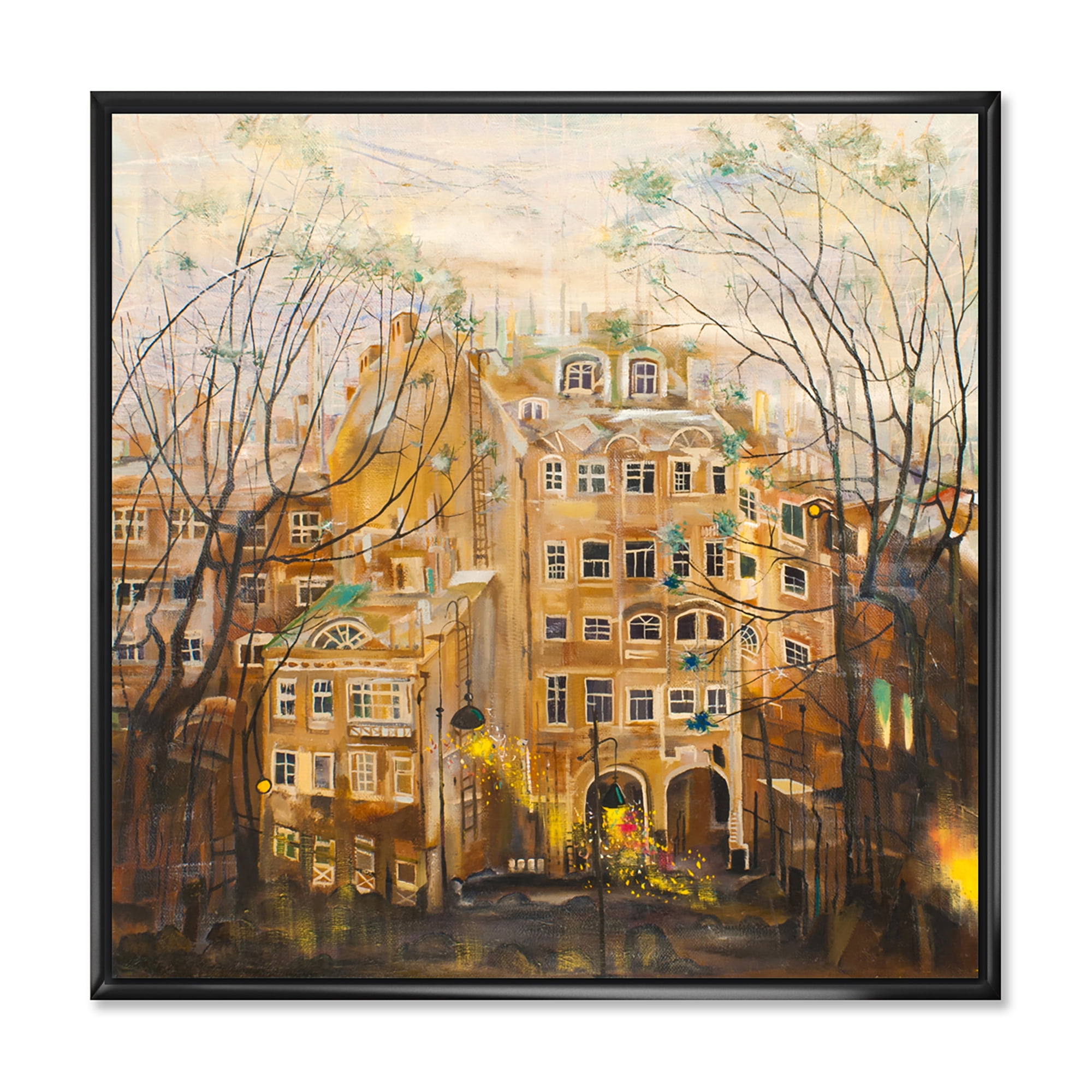 Designart 'Russian City Yard Landscape' Traditional Framed Canvas Wall Art Print