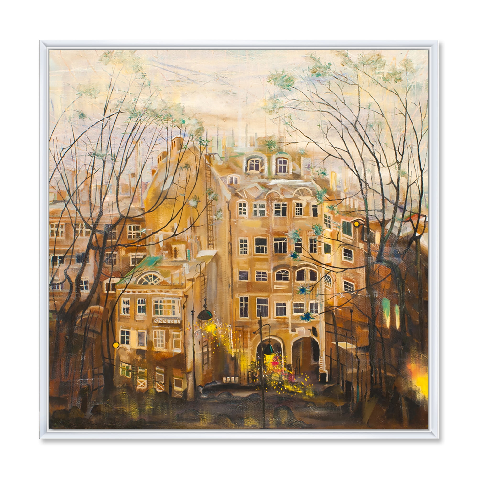 Designart 'Russian City Yard Landscape' Traditional Framed Canvas Wall Art Print