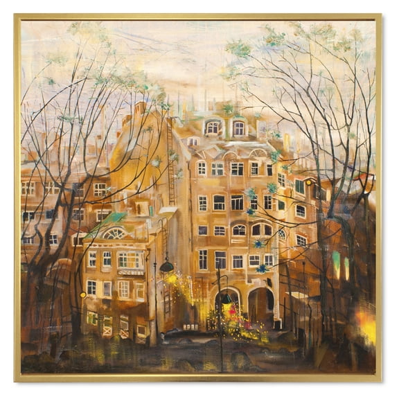 Designart 'Russian City Yard Landscape' Traditional Framed Canvas Wall Art Print