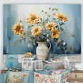 thumbnail image 1 of Designart "Rustic Blue Sunflower Display" Sunflowers Canvas Art Print, 1 of 7