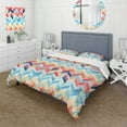 thumbnail image 1 of Designart "Rustic Farmhouse Chevron II" Pink Chevron Bedding Covert Set - glam Bed Set With 2 Shams, 1 of 5