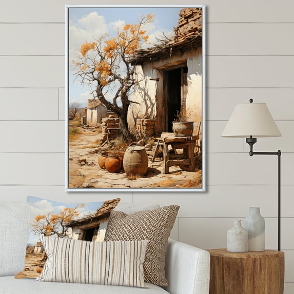 Designart "Rustic Farmhouse Getaway" Countryside Floater Framed Wall Decor