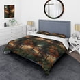 thumbnail image 1 of Designart "Rustic Forest Enclave" Green Floral Bedding Covert Set - Cottage Bed Set With 2 Shams, 1 of 6