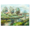 thumbnail image 1 of Designart ' Rustic Landscape With Bridge On The River ' Lake House Canvas Wall Art Print, 1 of 3