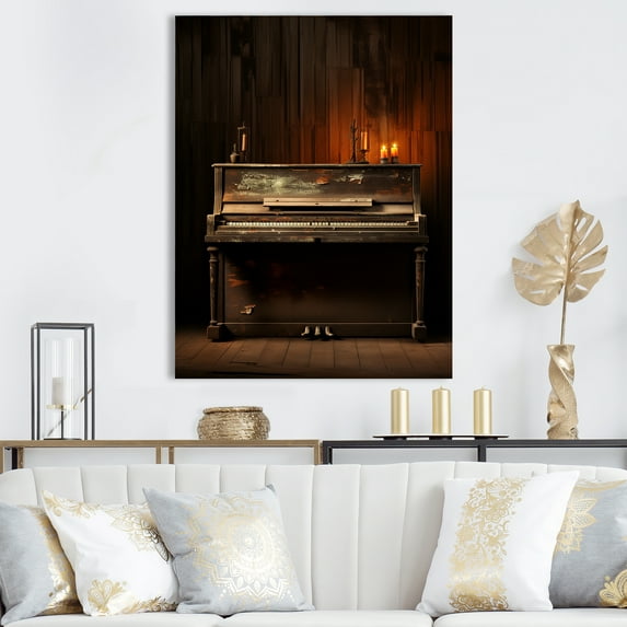 Designart "Rustic Melodies Of The Vintage Piano I" Music Wall Art Prints