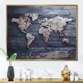 thumbnail image 1 of Designart "Rustic Pathways On The World Map I" World Map Floater Framed Wall Art Living Room, 1 of 5