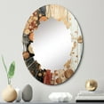 thumbnail image 1 of Designart "Rustic Reflections Gold Grey art painting II" Abstract Collages Round Wall Mirror - Modern Oval Printed Decorative Oversized Mirror - Multiple Color Options, 1 of 4