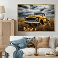 thumbnail image 1 of Designart "Rustic Rides Yellow Pickup Truck Exploration II" Transportation Floater Framed Canvas Art Print, 1 of 7