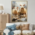thumbnail image 1 of Designart "Rustic Ruminations Beige Sheep painting III" Animals Floater Framed Canvas Print, 1 of 7