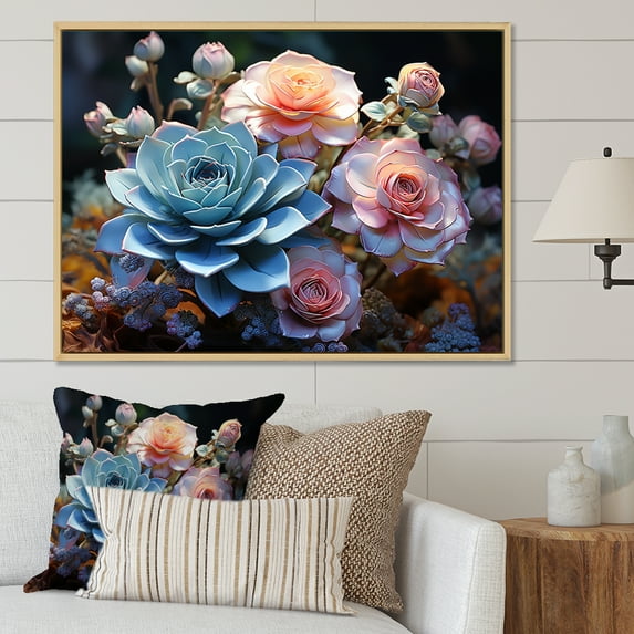 Designart "Rustic Succulent Display I" Succulent Floater Framed Canvas Prints