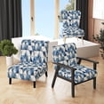thumbnail image 1 of Designart "Rustic Symphony Of Cobalt Triangles I" Blue Triangles Upholstered Accent Chair - Modern Arm Chair For Living Room, 1 of 5