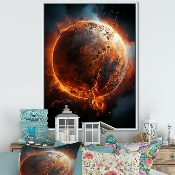 Designart "Rusty Martian Landscape Red Planet Mars I" Mars Floater Framed Wall Art Print