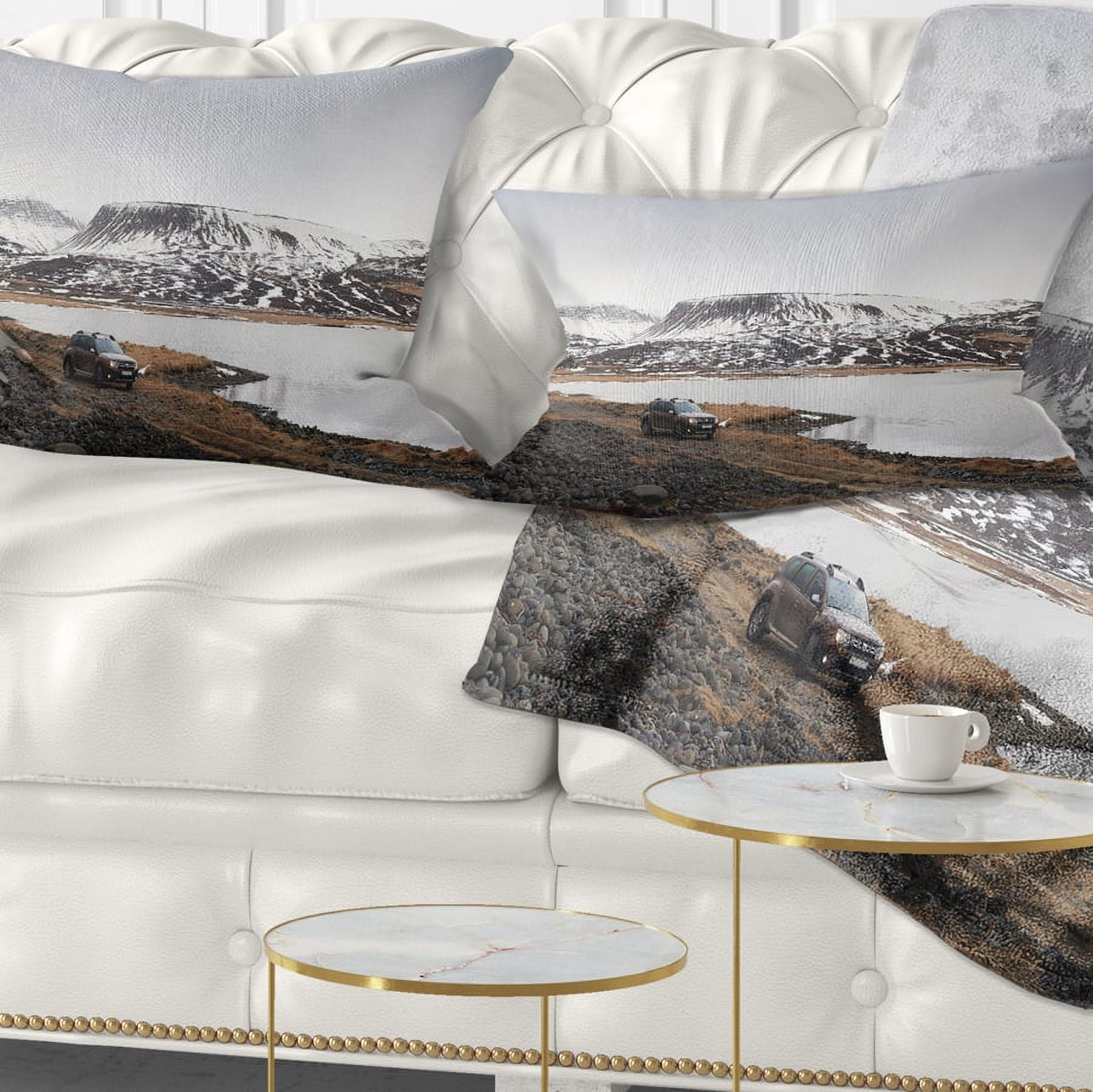 Designart SUV Road Trip Adventure - Landscape Printed Throw Pillow - 12x20