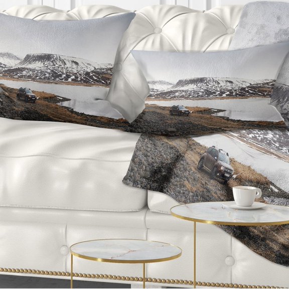 Designart SUV Road Trip Adventure - Landscape Printed Throw Pillow - 12x20