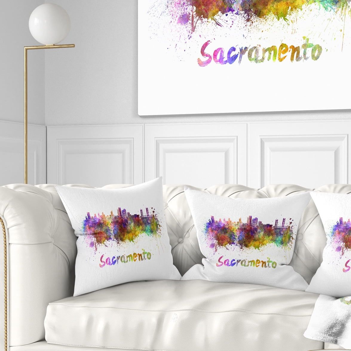 Designart Sacramento Skyline - Cityscape Throw Pillow - 18x18