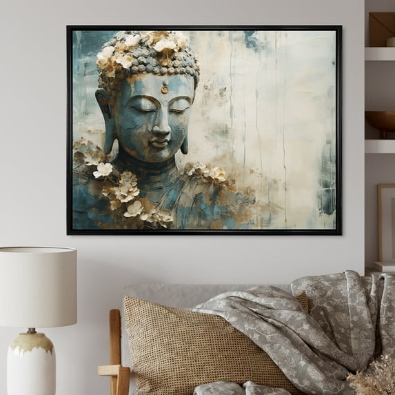 Designart "Sacred Buddhist Sculpture" Buddhism Floater Framed Wall Art Prints