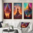 thumbnail image 1 of Designart "Sacred City of Gold Arrival and Reverence I" Christianism Framed Wall Art Set Of 3 - Pink Traditional Frame Gallery Set For Office Decor, 1 of 6