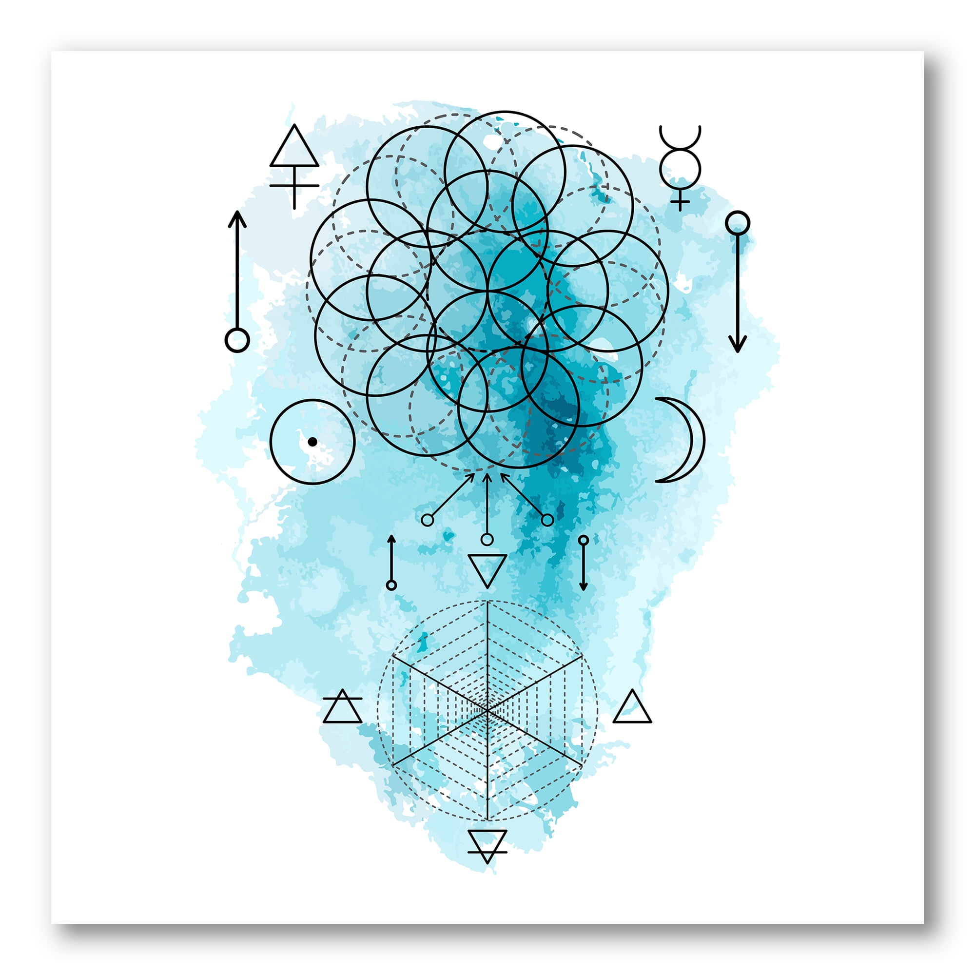 Designart ' Sacred Geometry and Symbol of Alchemy I ' Bohemian & Eclectic Canvas Wall Art Print