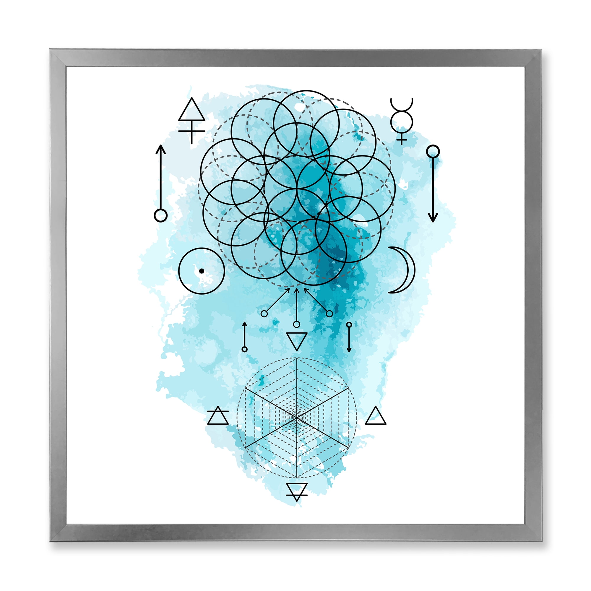 Designart 'Sacred Geometry and Symbol of Alchemy I' Bohemian & Eclectic Framed Art Print