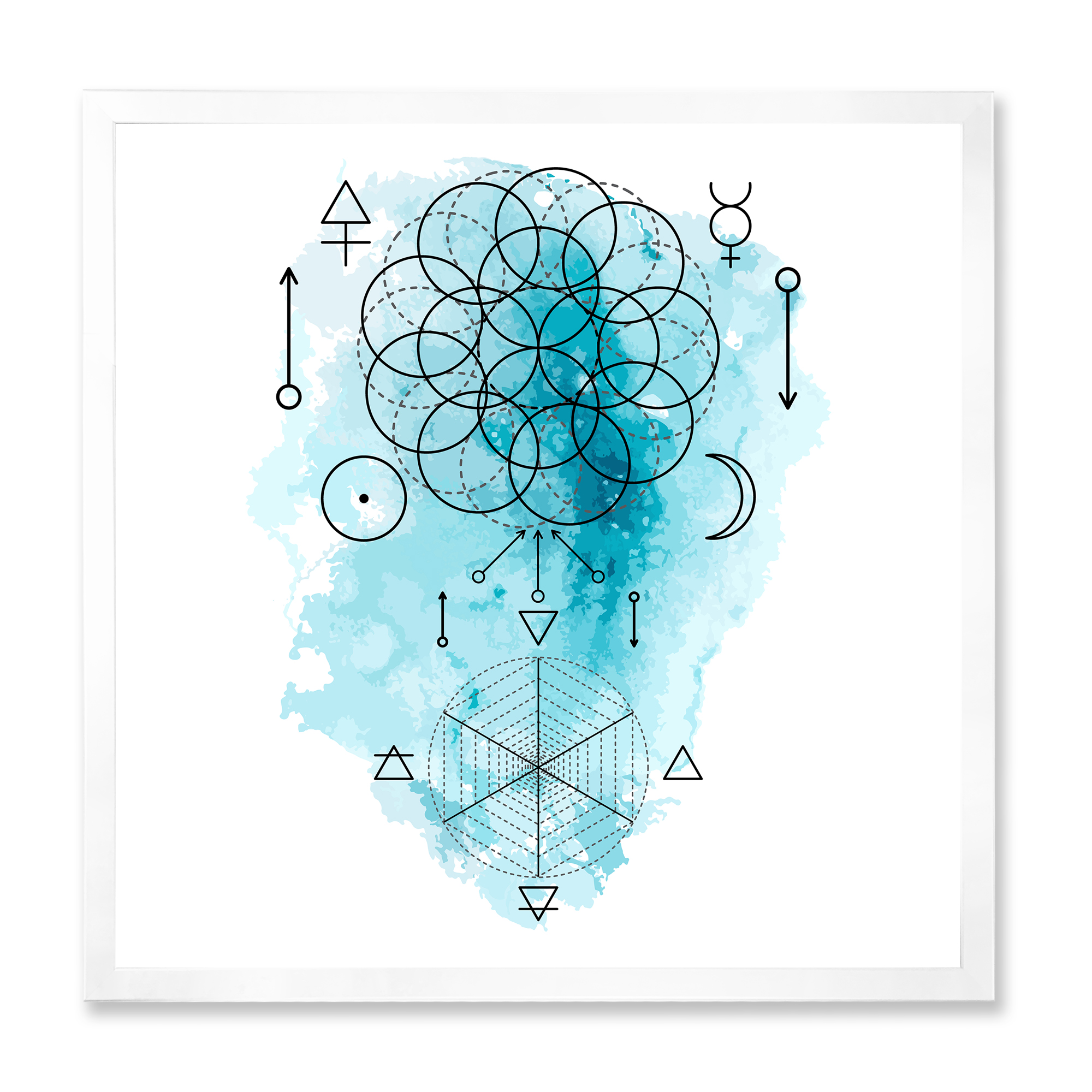 Designart 'Sacred Geometry and Symbol of Alchemy I' Bohemian & Eclectic Framed Art Print