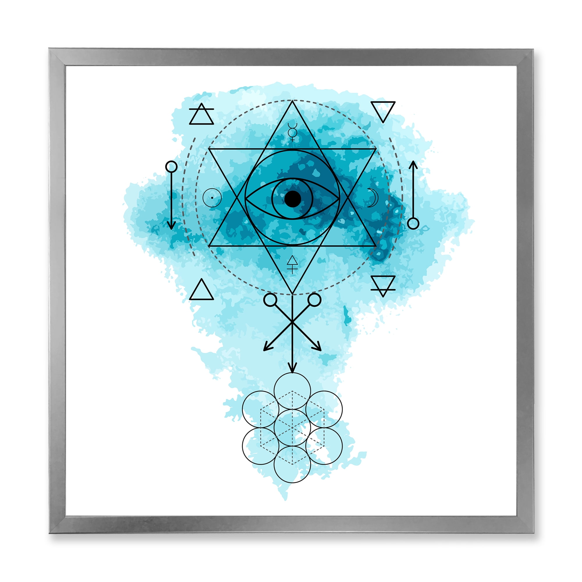Designart 'Sacred Geometry and Symbol of Alchemy II' Bohemian & Eclectic Framed Art Print