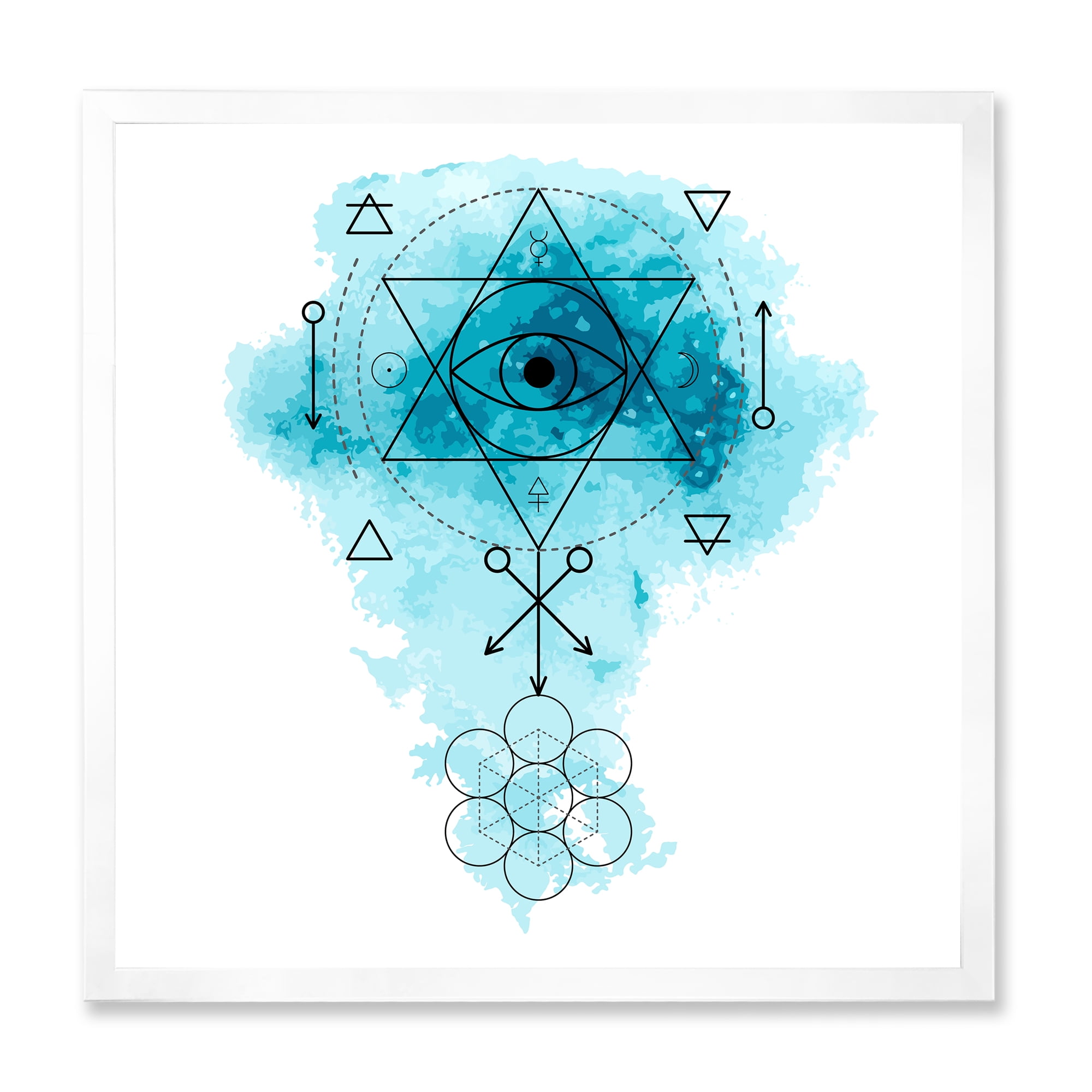 Designart 'Sacred Geometry and Symbol of Alchemy II' Bohemian & Eclectic Framed Art Print