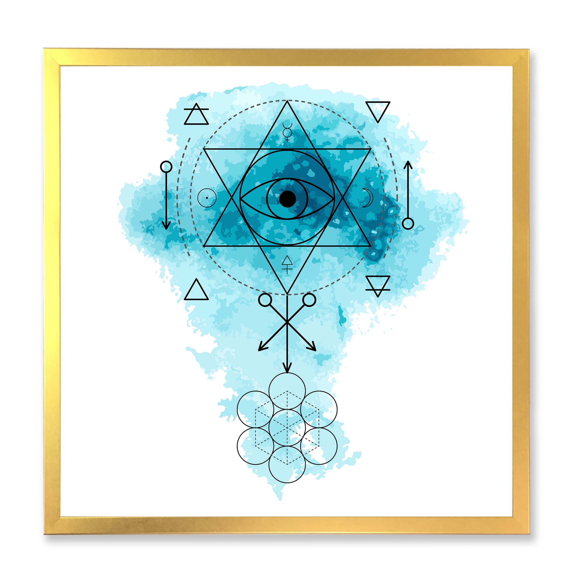 Designart 'Sacred Geometry and Symbol of Alchemy II' Bohemian & Eclectic Framed Art Print