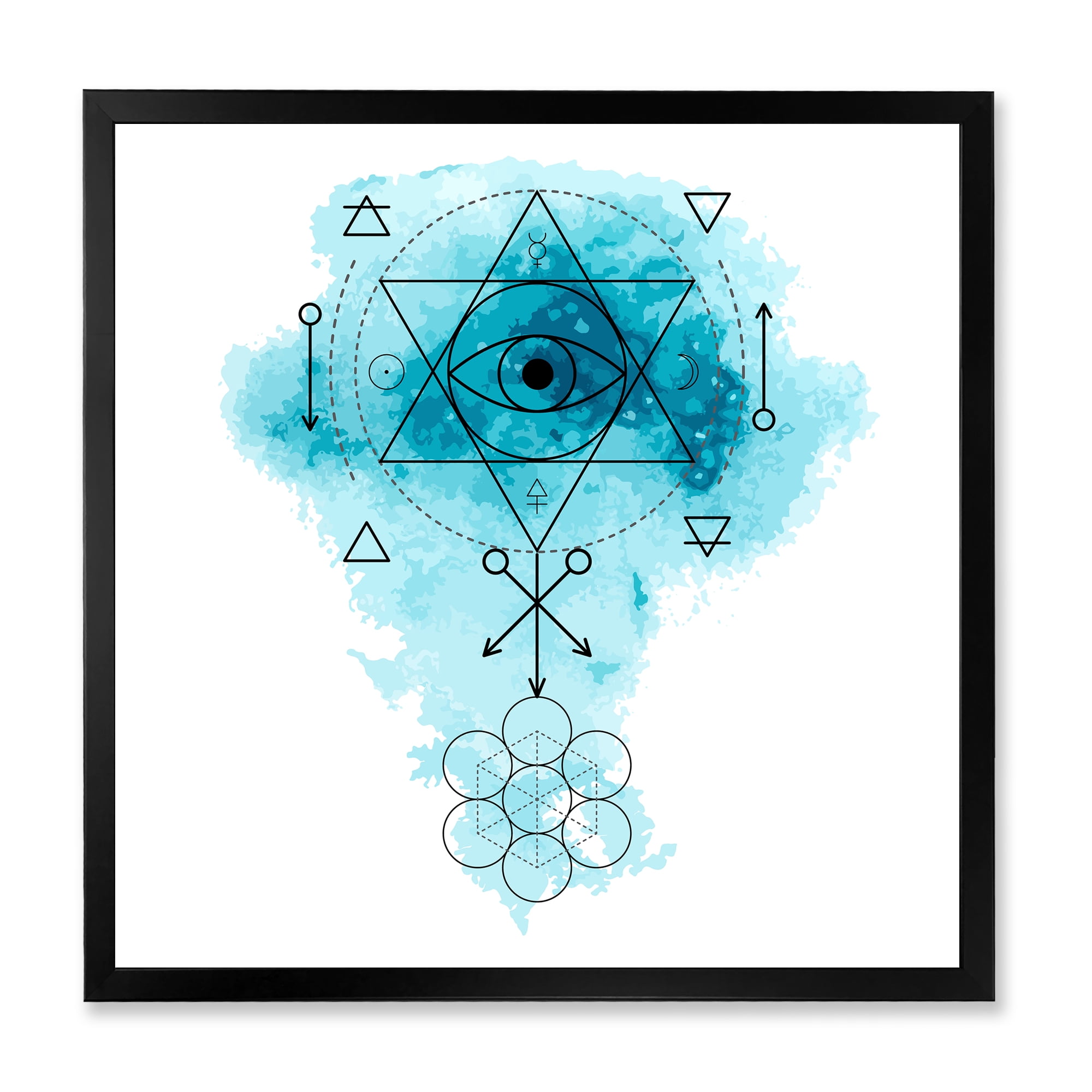 Designart 'Sacred Geometry and Symbol of Alchemy II' Bohemian & Eclectic Framed Art Print