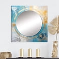 thumbnail image 1 of Designart "Sacred Mandala Fragile Gold Gentle Cyan" Boho Mandala Square Mirror For Wall Decor - Large Gold Square Mirror Printed Wall Decor - Traditional Square Living Room Mirror, 1 of 5