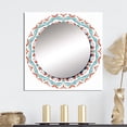 thumbnail image 1 of Designart "Sacred Mandala In Vintage Blue And Tangerine I" Boho Mandala Square Mirror For Wall Decor - Large Blue Square Printed Wall Mirror Art - Wall Mounted Square Large Mirror, 1 of 5