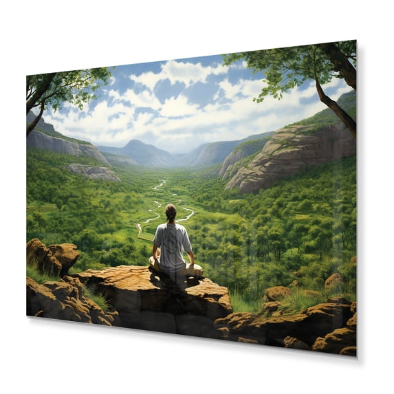 Designart "Sacred Moments in Green Yoga" Yoga Metal Art Living Room