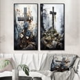 thumbnail image 1 of Designart "Sacred Solace Religious Cross wall art II" Christianism Framed Wall Art Set Of 2 - Red Spiritual Framed Wall Art Set Of 2, 1 of 7
