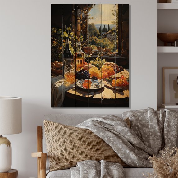 Designart "Sacred Table in Christianity" Farmhouse Print on Natural Pine Wood